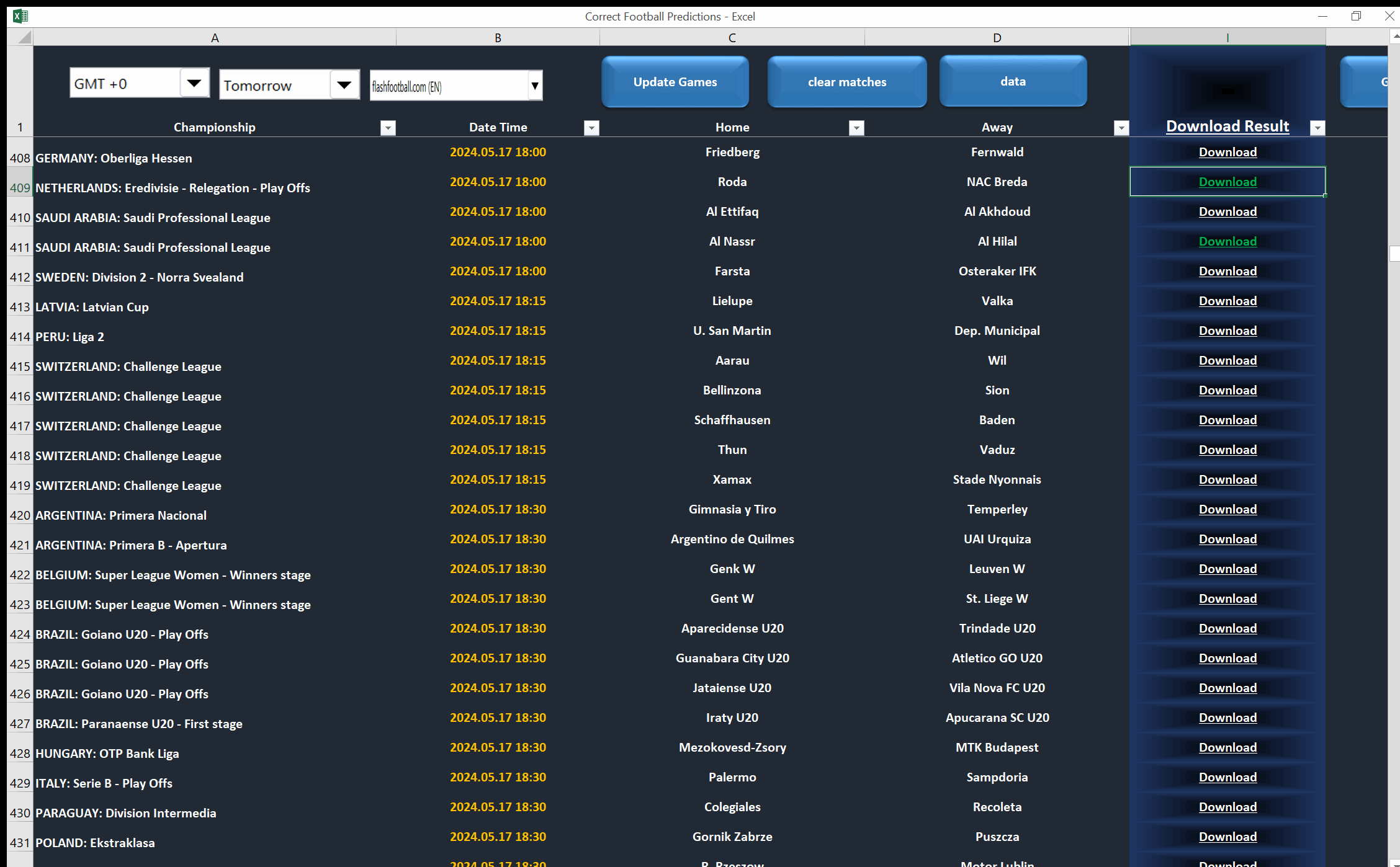 Correct Football Predictions digital correct-football-predictions-excel-game-schedule-list