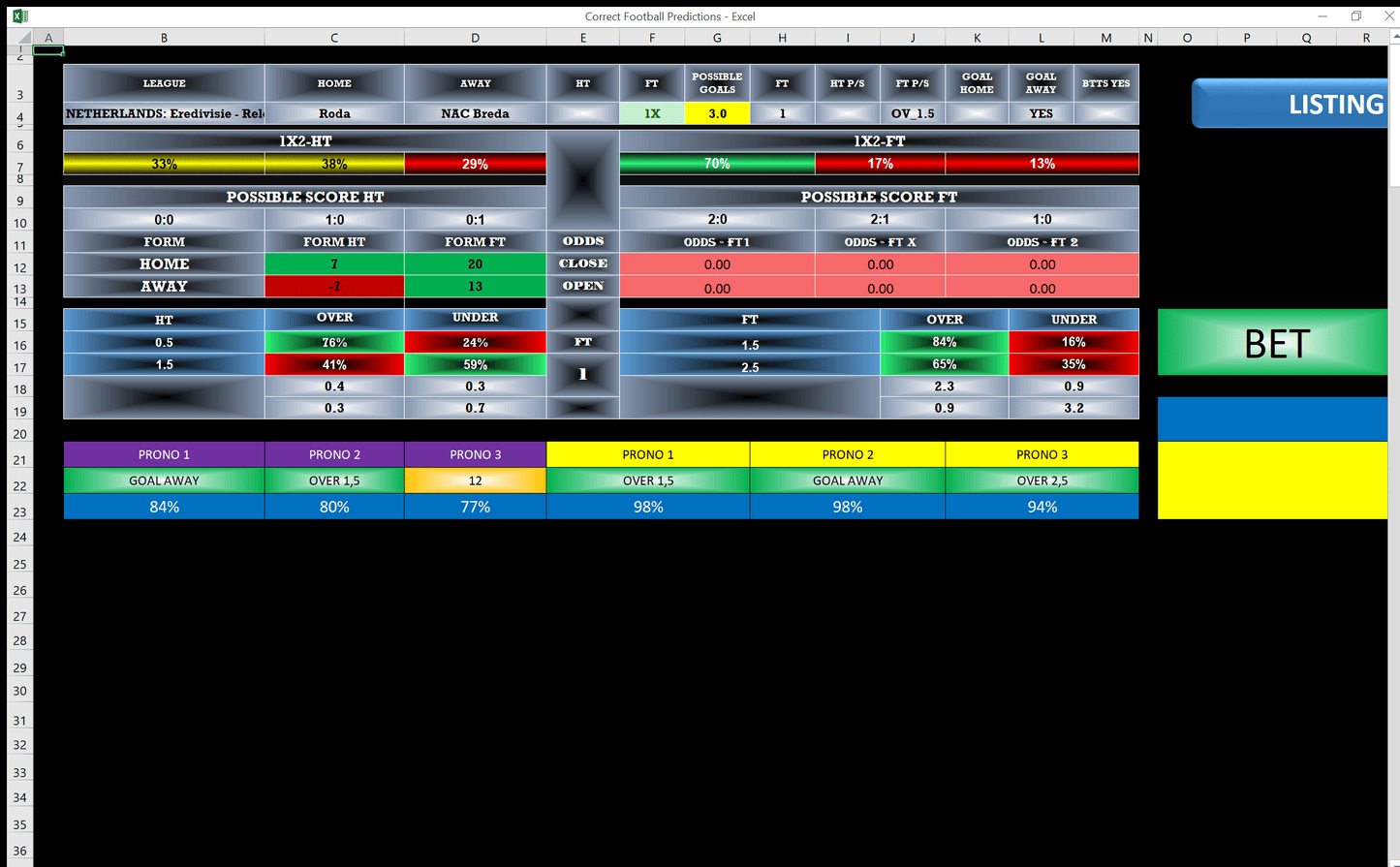 Correct Football Predictions digital correct-football-predictions-excel-sheet-detailed-statistics