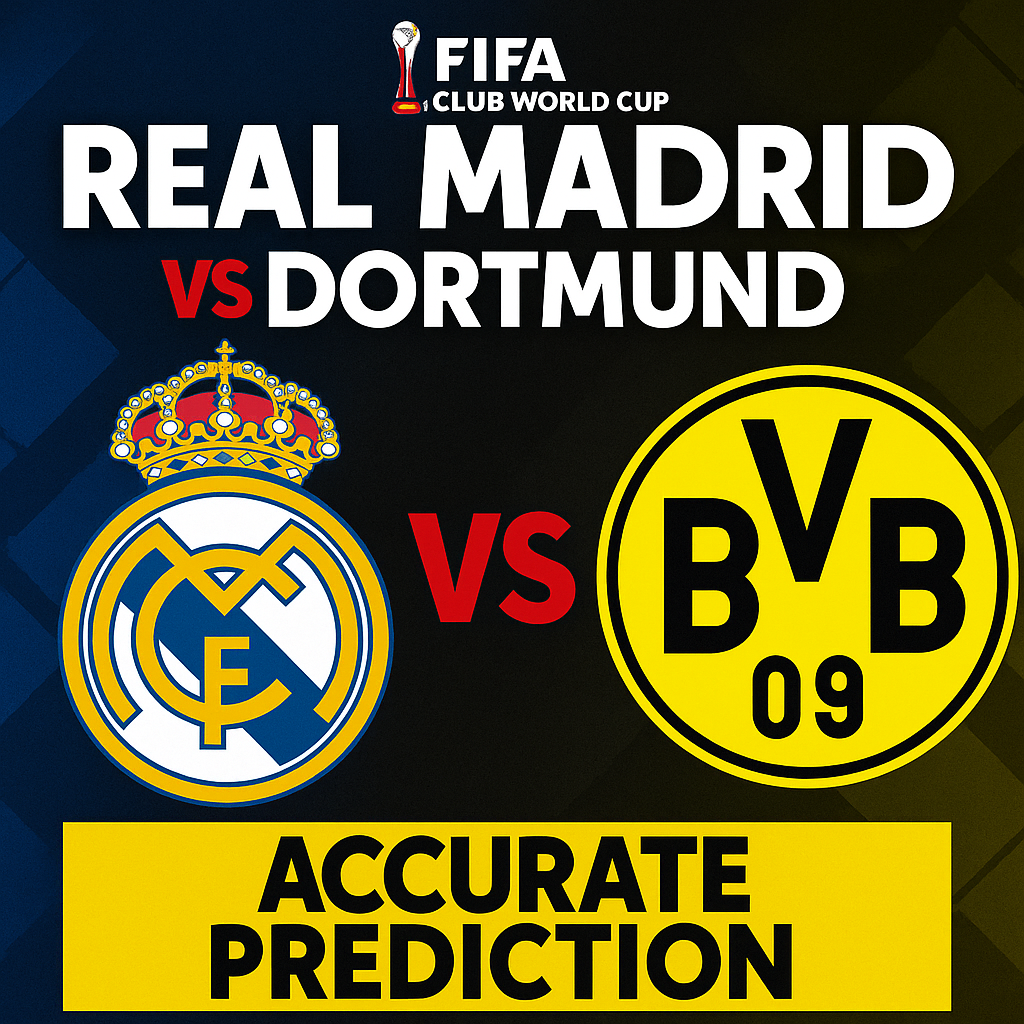 Real Madrid vs Dortmund prediction, FIFA Club World Cup tips, 1X2 football prediction, accurate soccer predictions, football betting tips, correct score software, AI football predictions
