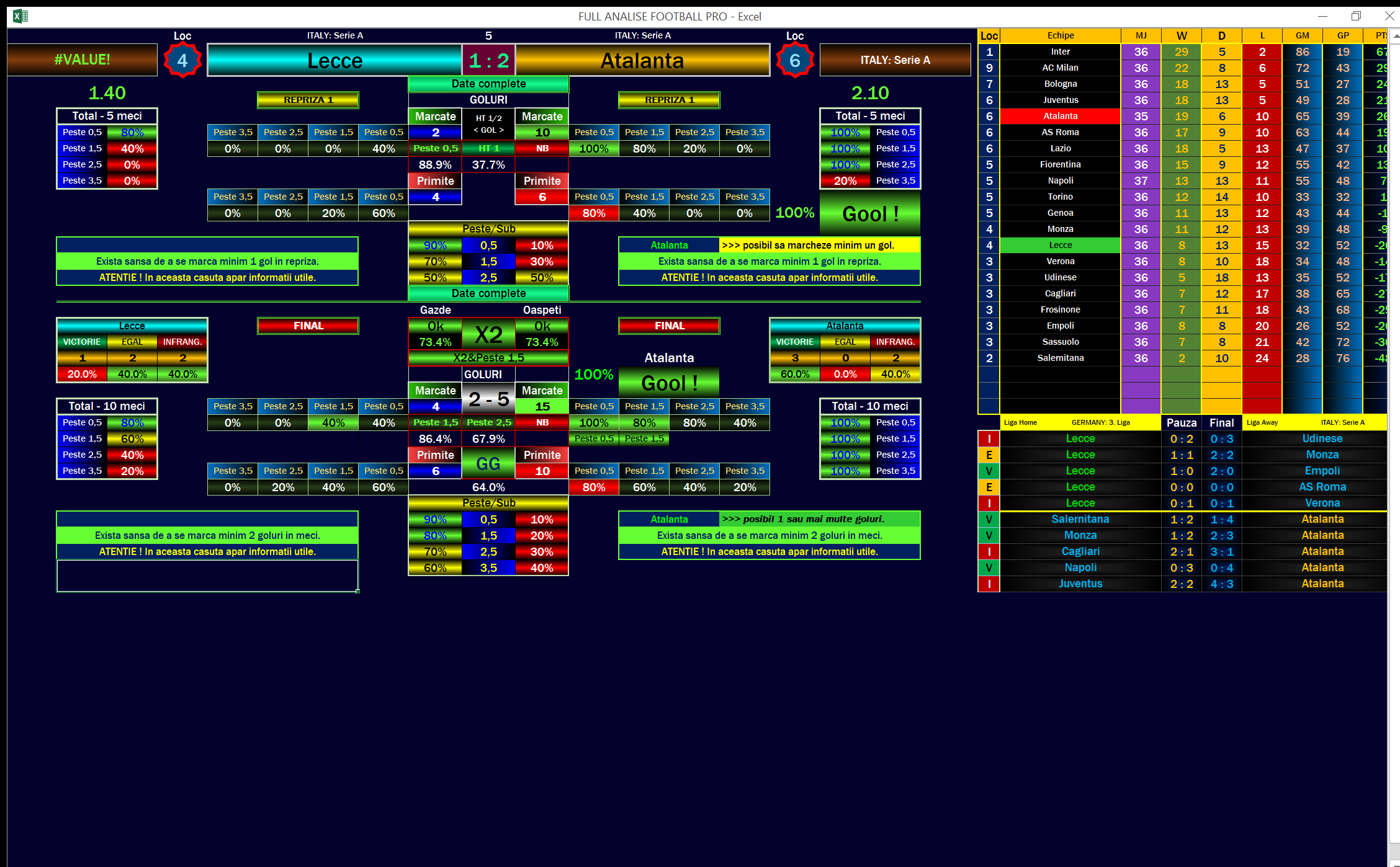 Lecce - Atalanta tips, Football Software predictions 