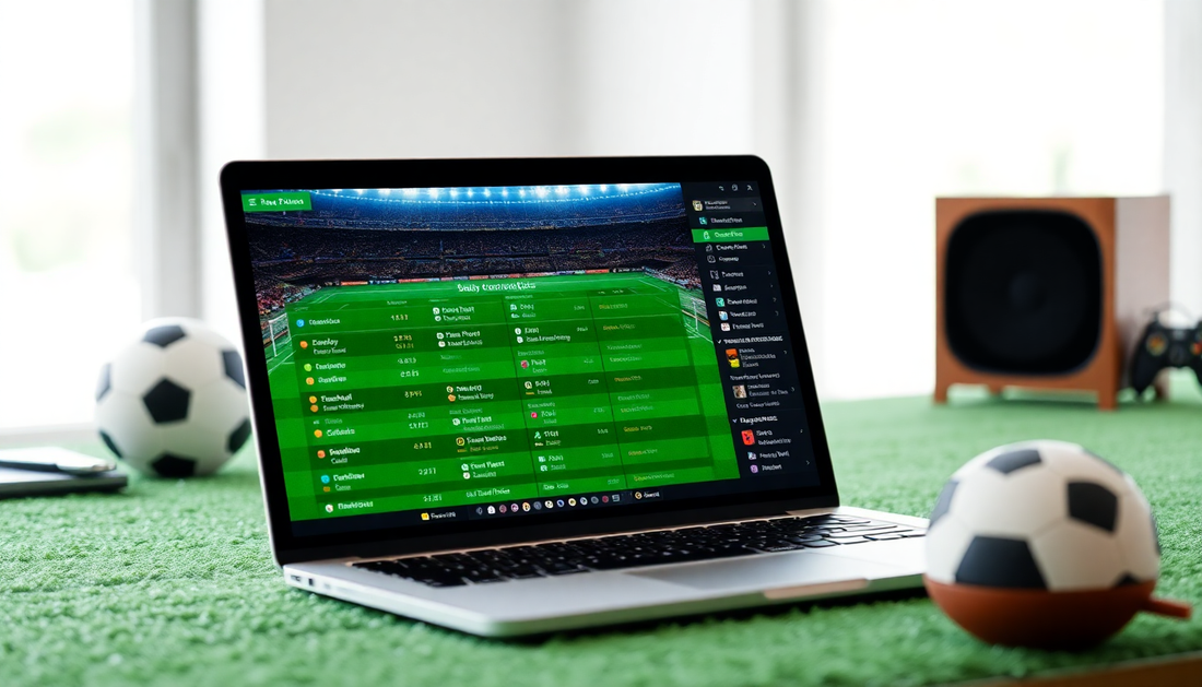 laptop where is showing a software with daily football predictions