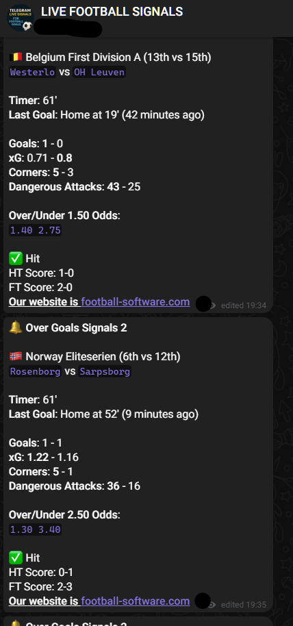 ⚽ Telegram Signals for Live Goals – 72% Win Rate
