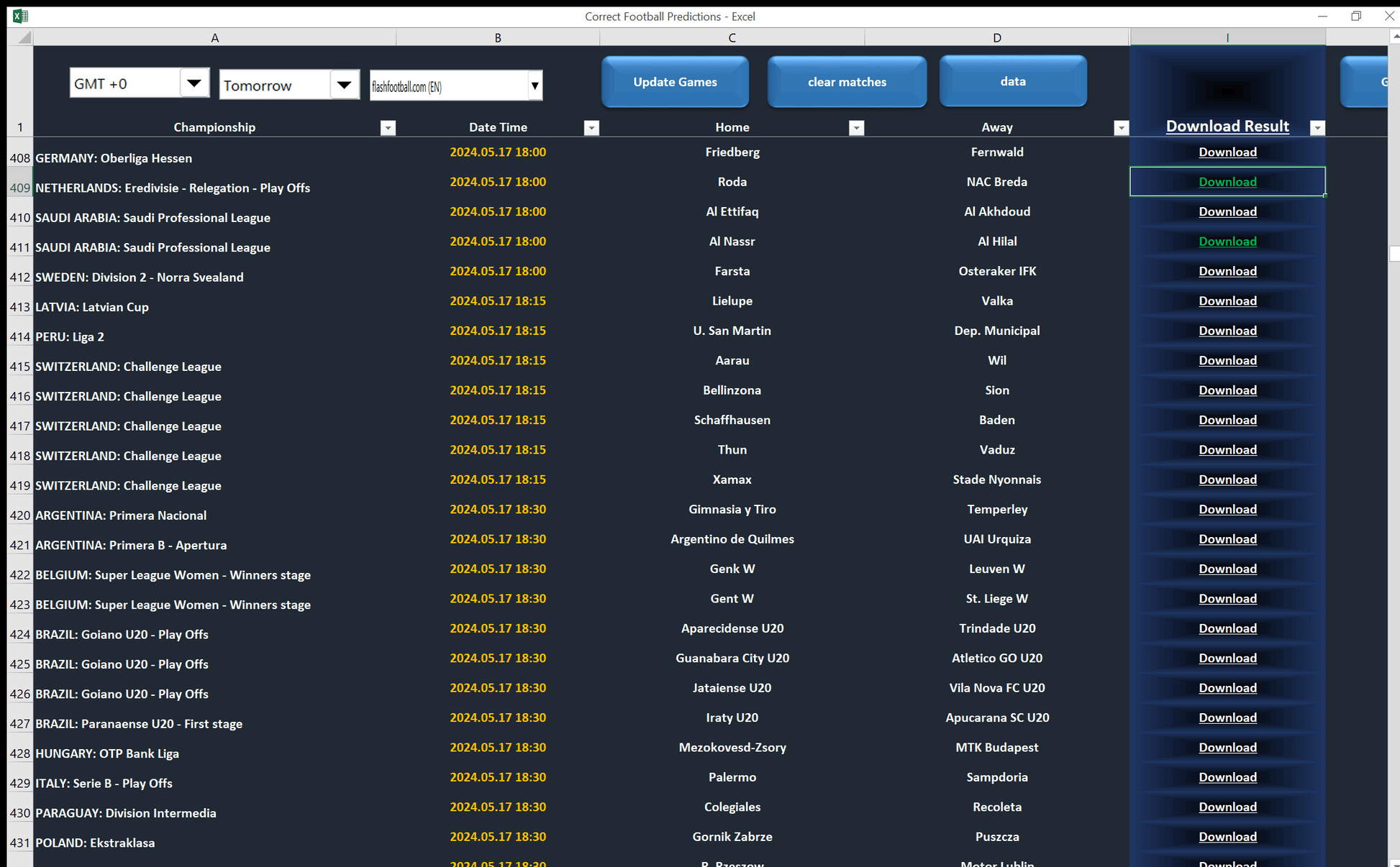 Correct Football Predictions digital correct-football-predictions-excel-game-schedule-list